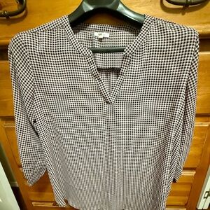 Maurices Maroon, Black and White Gingham Blouse